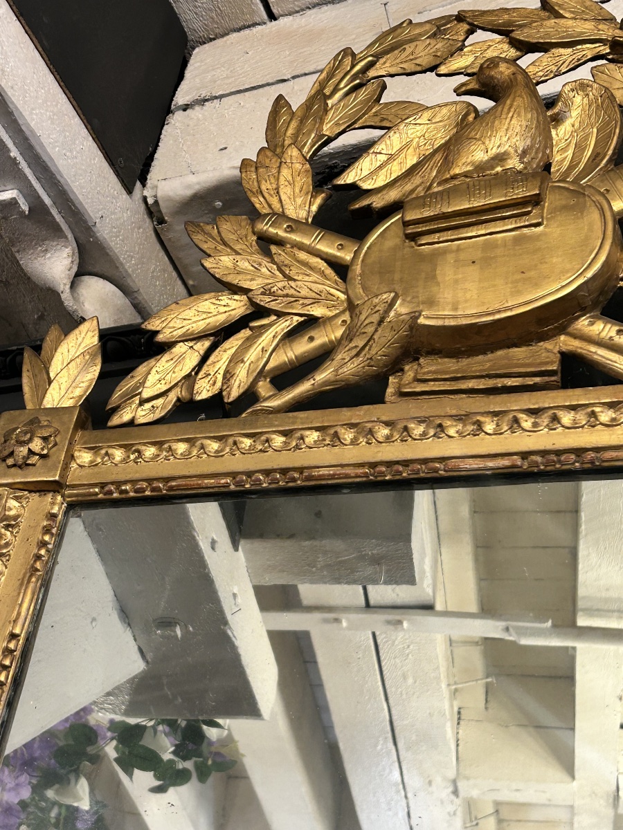 Louis XVI Period Pediment Mirror With Musical Attributes -photo-3