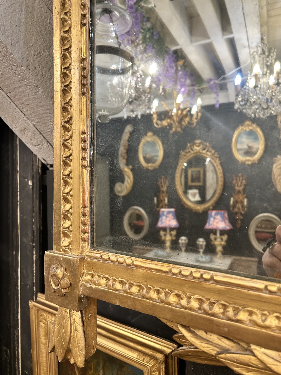 Louis XVI Period Pediment Mirror With Musical Attributes -photo-6