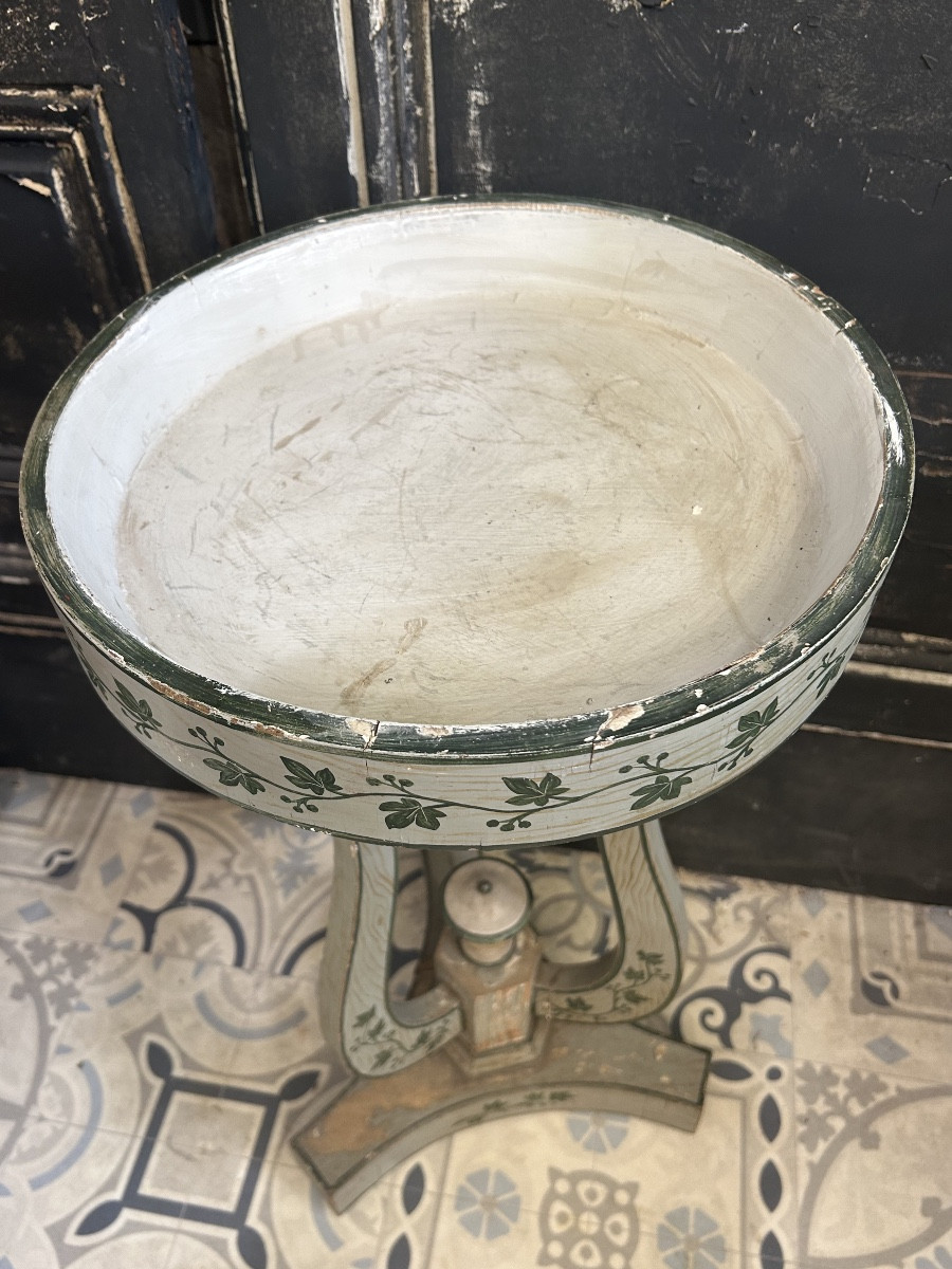 Painted Bowl Top Pedestal Table-photo-2