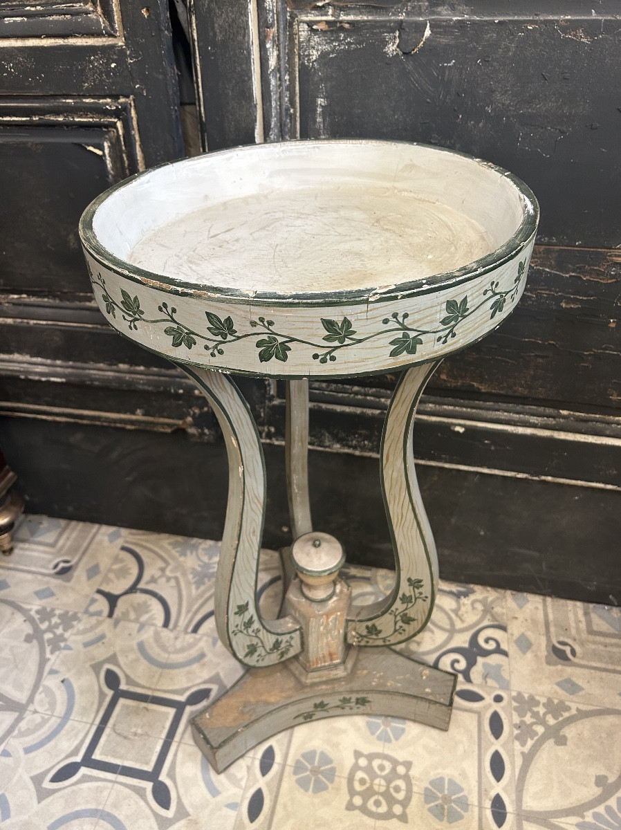Painted Bowl Top Pedestal Table