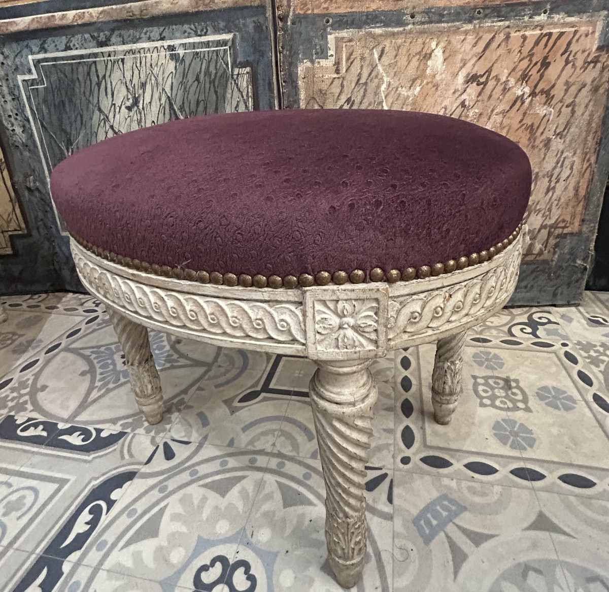 Tabouret Style Louis XVI Ovale -photo-2