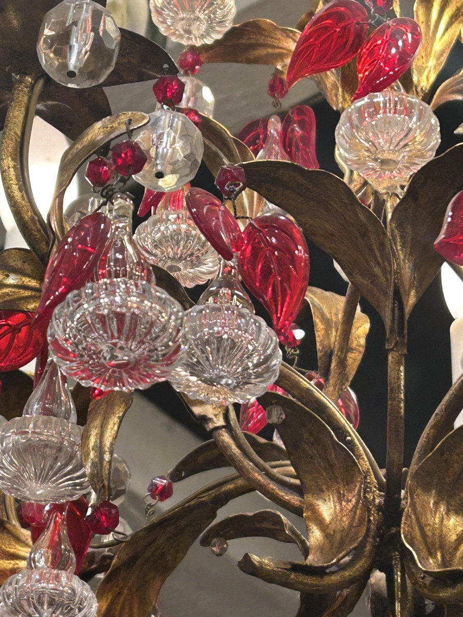 Gold-plated Metal Chandelier In The Style Of Maison Bagues -photo-3