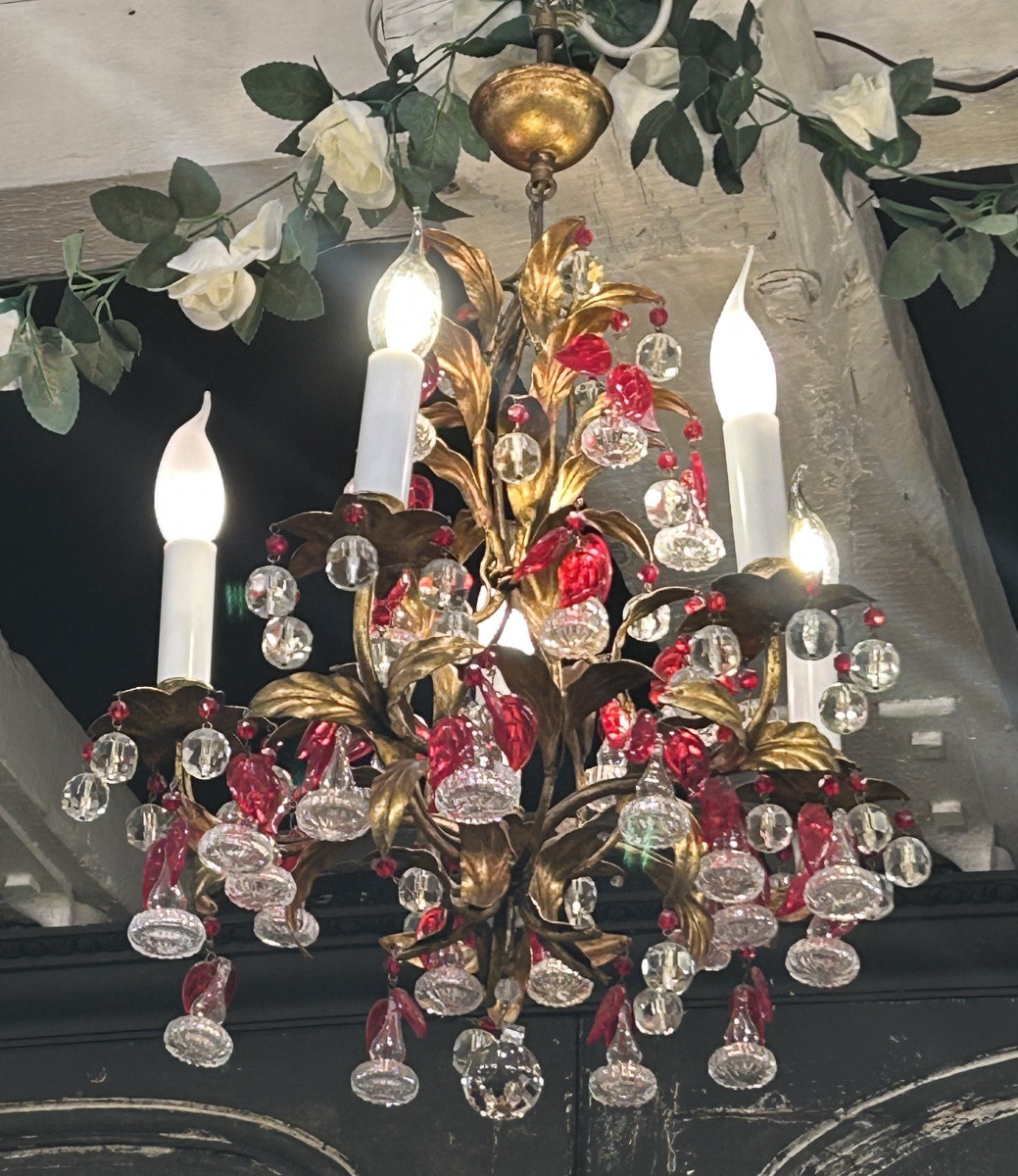 Gold-plated Metal Chandelier In The Style Of Maison Bagues 