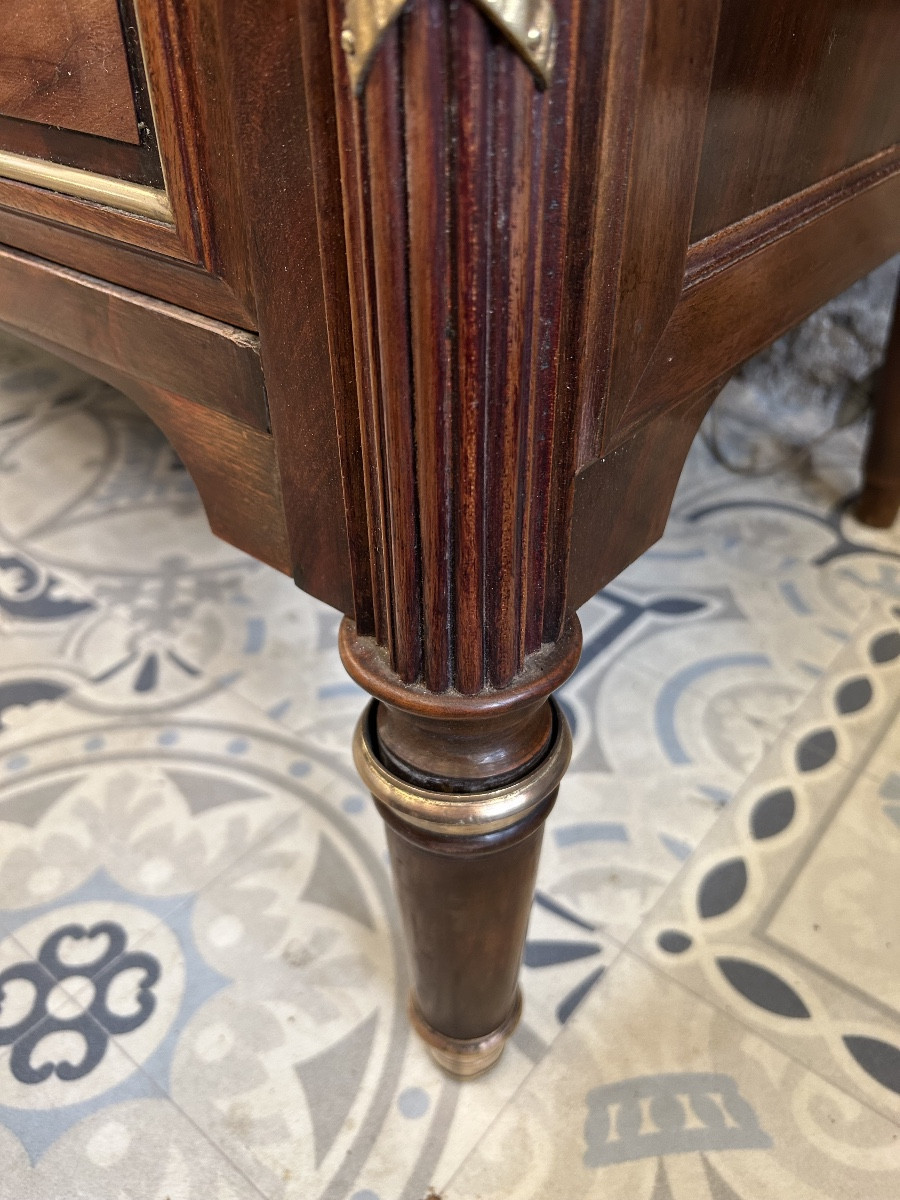 Commode style Louis XVI en acajou plateau en marbre  blanc -photo-1