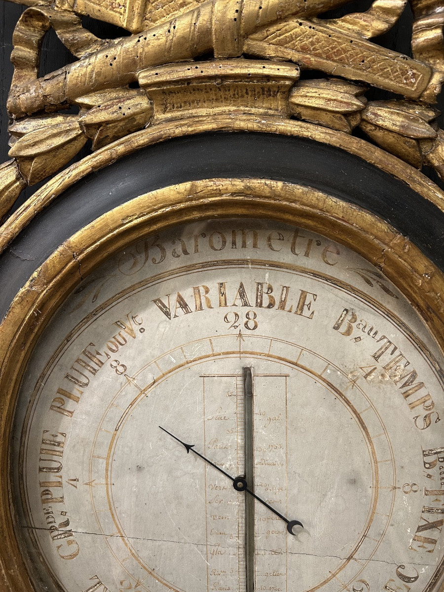 Louis XVI Period Barometer Thermometer -photo-1
