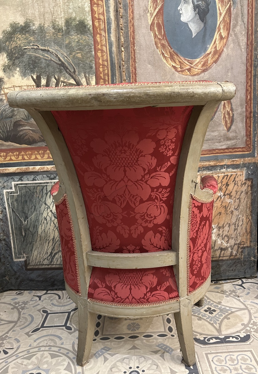 Bergère époque directoire en bois patiné-photo-4