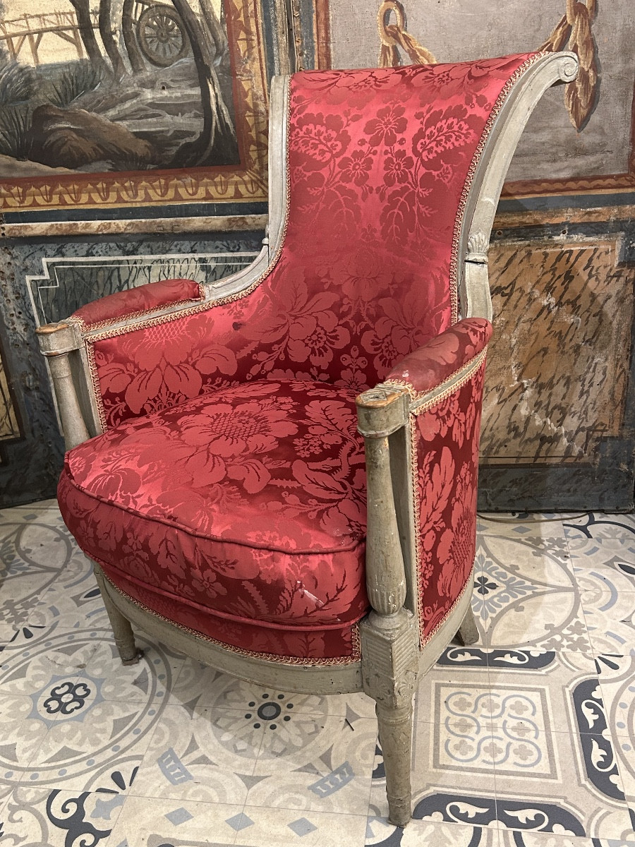 Bergère époque directoire en bois patiné