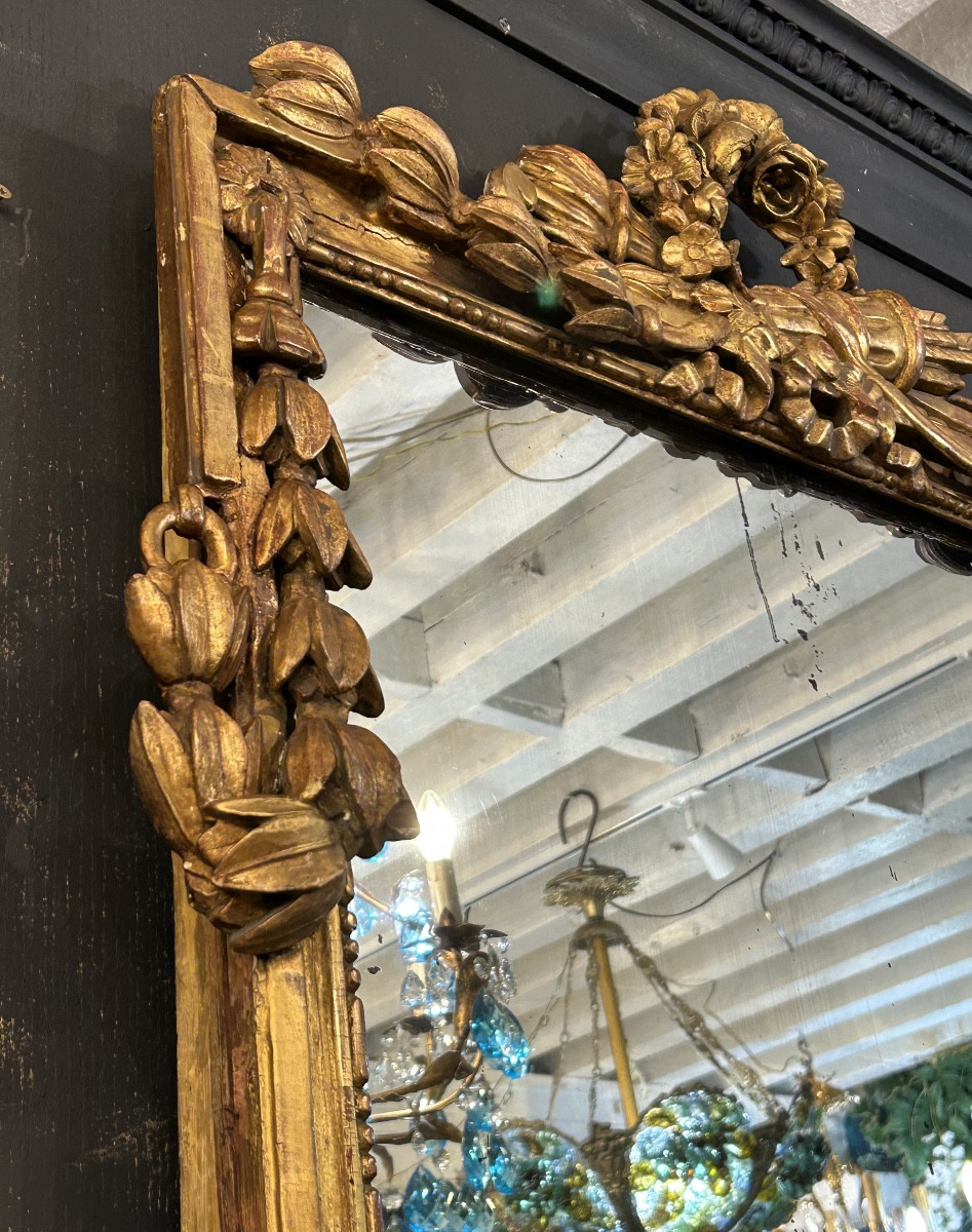 Grand miroir Louis XVI en bois doré époque XVIII siècle -photo-3