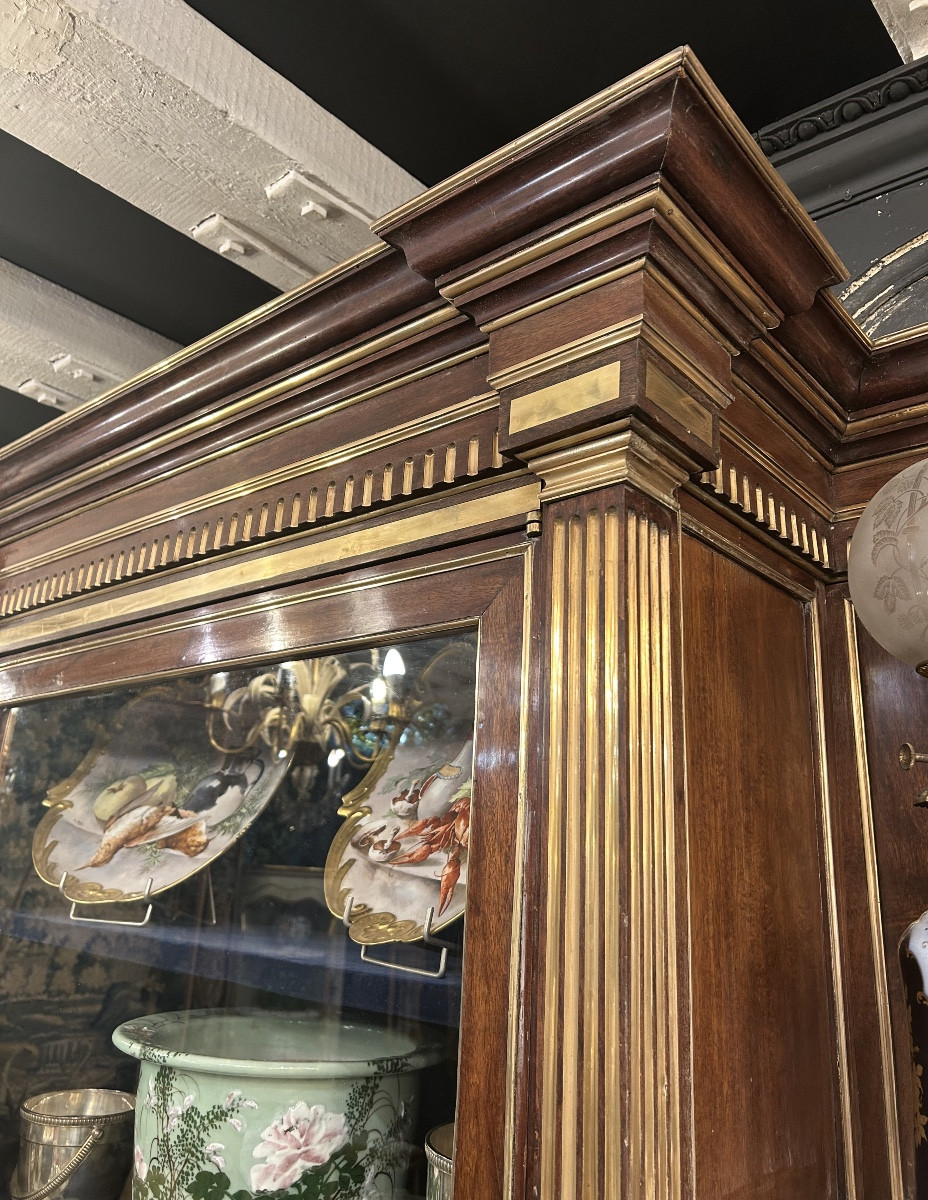 Meuble de présentation en acajou style Louis XVI -photo-2