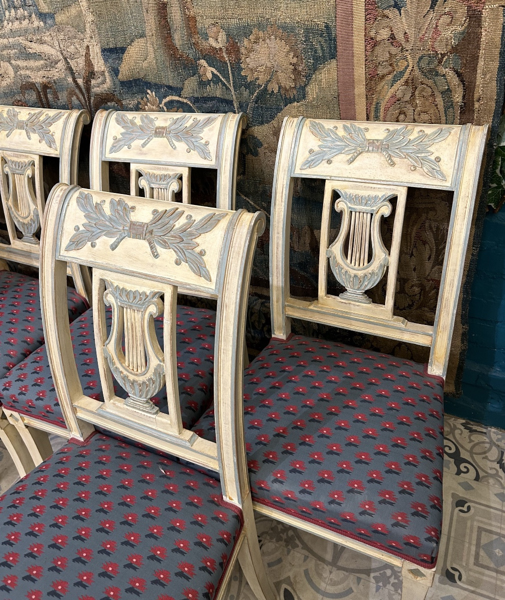 Suite de 6 chaises style directoire dossier Lyre-photo-2