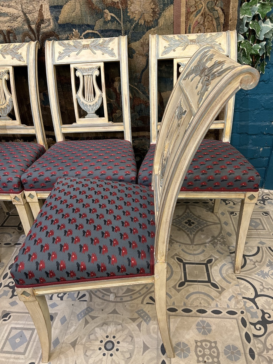 Suite de 6 chaises style directoire dossier Lyre-photo-1