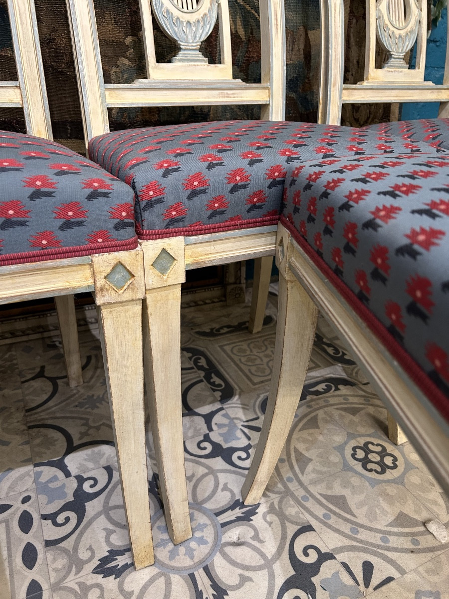 Suite de 6 chaises style directoire dossier Lyre-photo-3