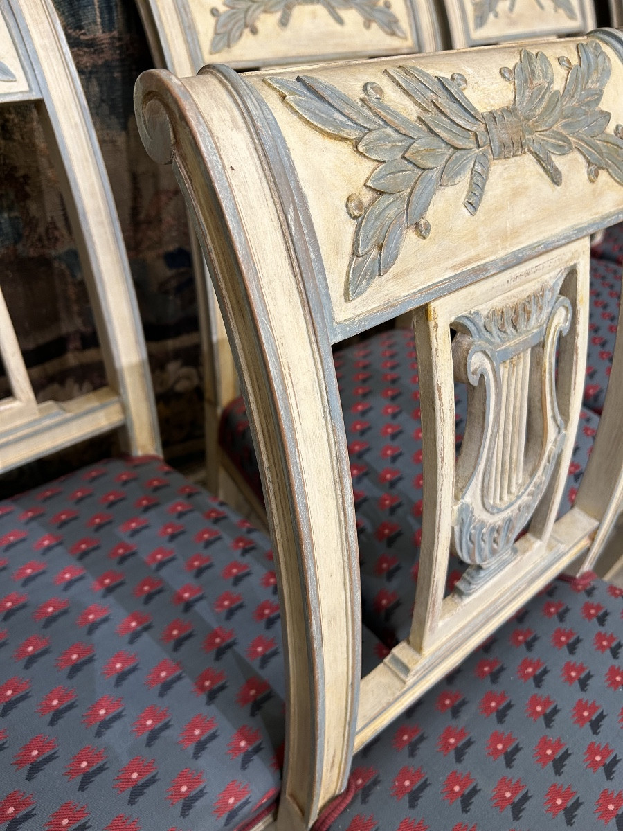 Suite de 6 chaises style directoire dossier Lyre-photo-4