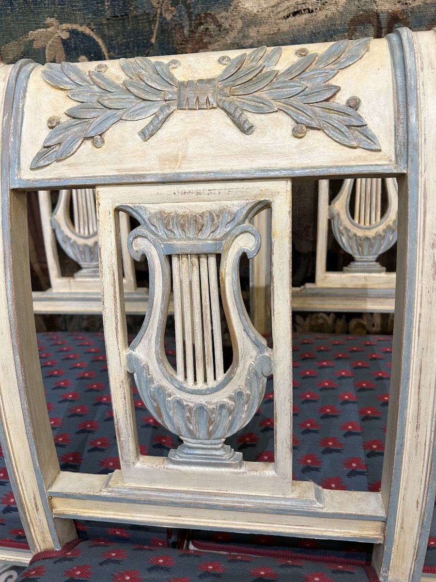 Suite de 6 chaises style directoire dossier Lyre-photo-5