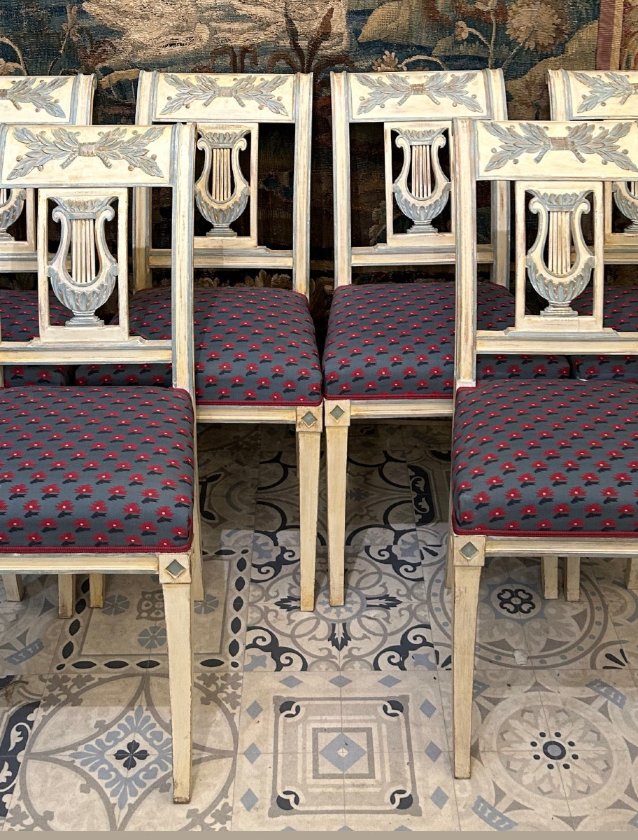 Suite de 6 chaises style directoire dossier Lyre-photo-6
