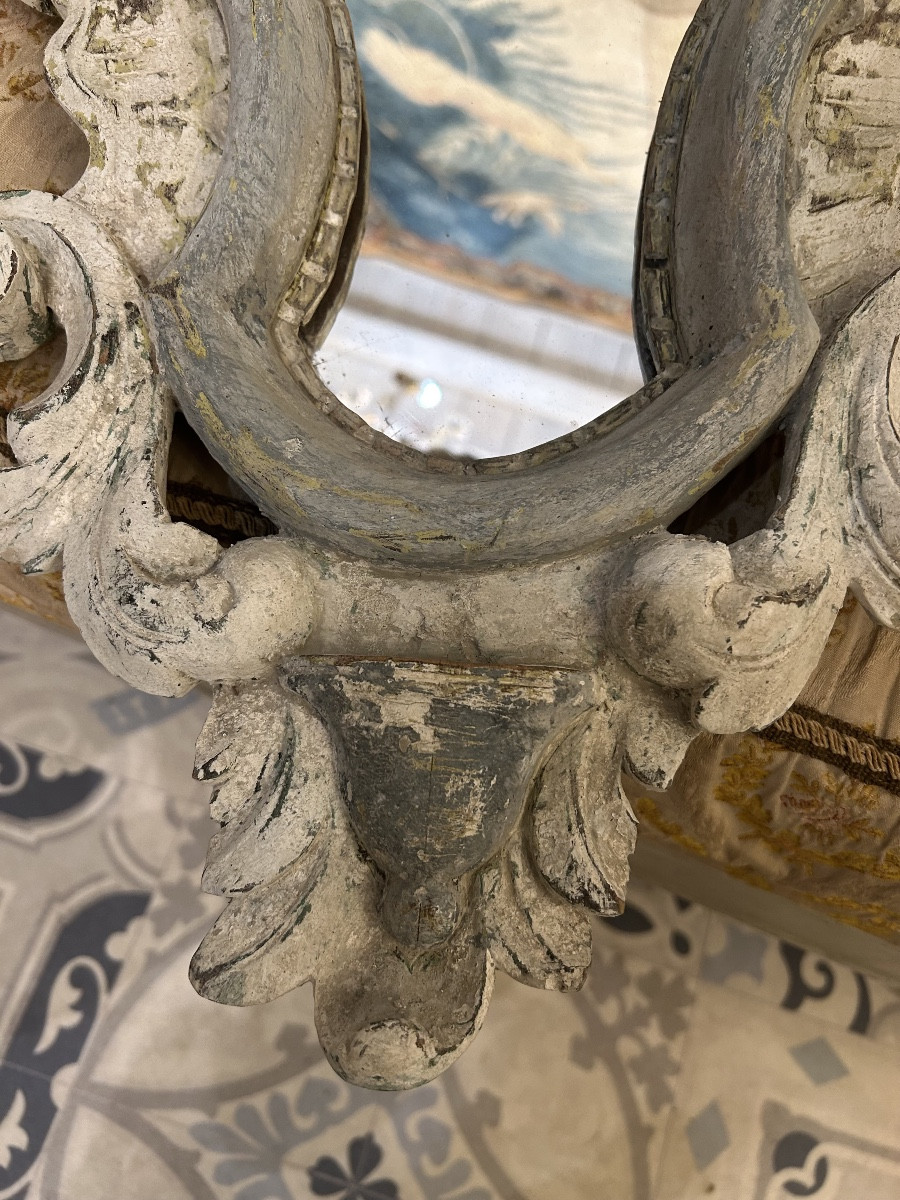 Paire de miroirs en bois sculpté  rechampis style Louis XV -photo-4