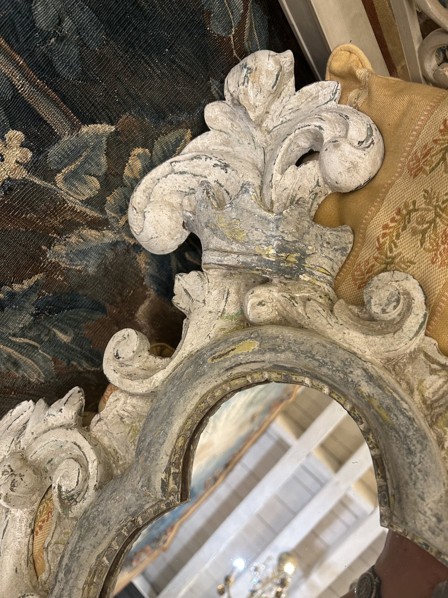 Paire de miroirs en bois sculpté  rechampis style Louis XV -photo-6