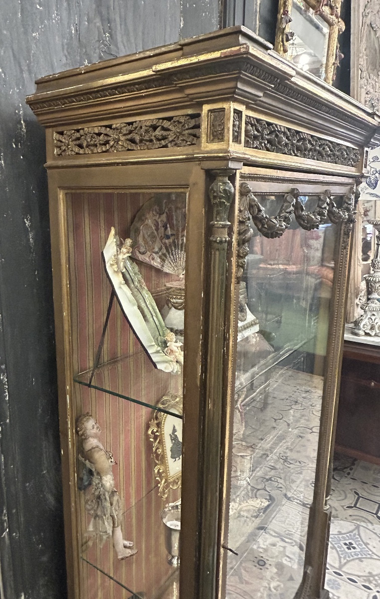 Vitrine Louis XVI en bois doré -photo-2
