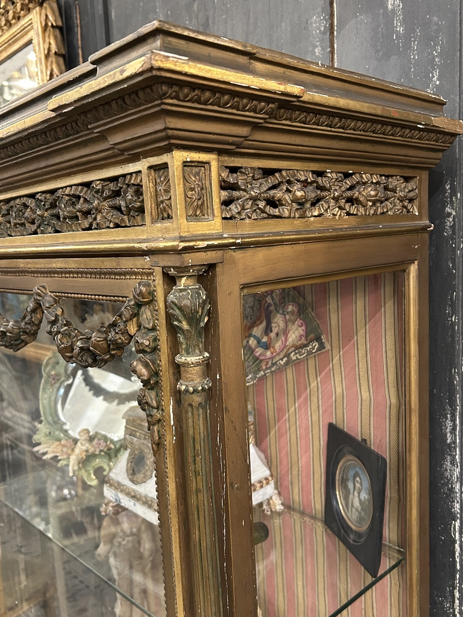 Vitrine Louis XVI en bois doré -photo-3