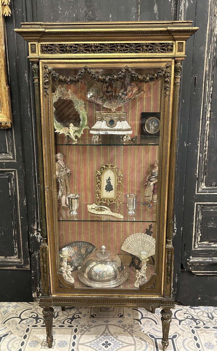 Vitrine Louis XVI en bois doré -photo-5