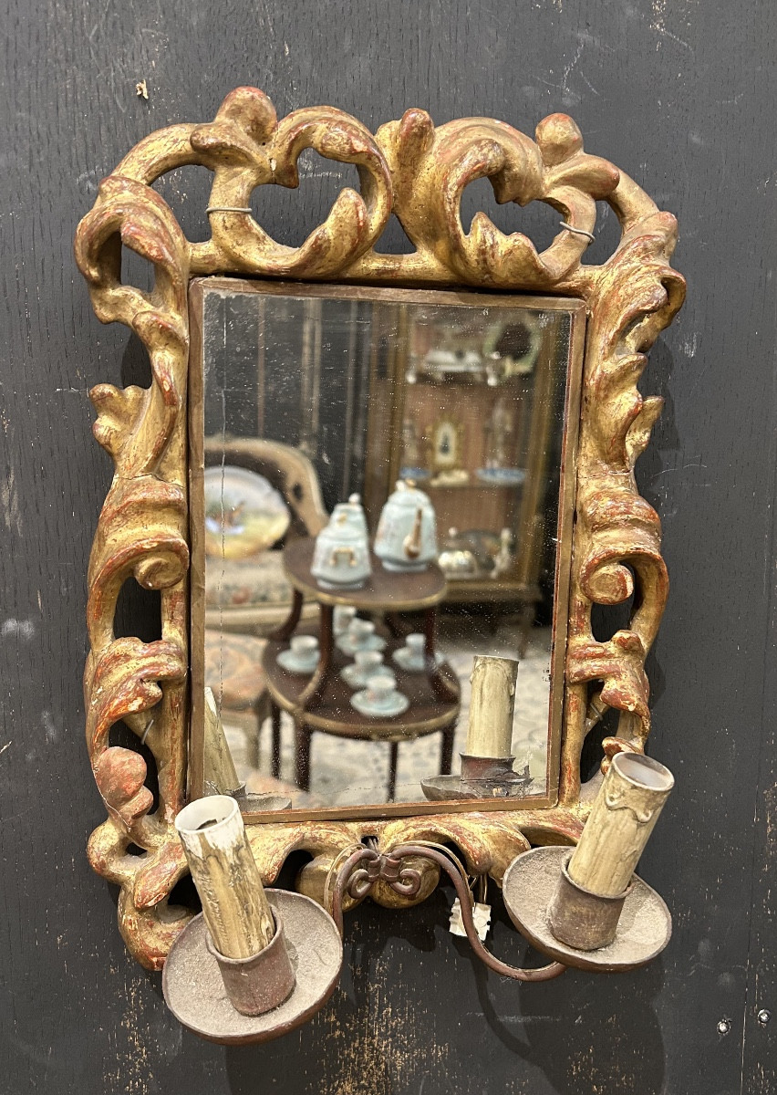 Paire d’appliques en bois doré -photo-3