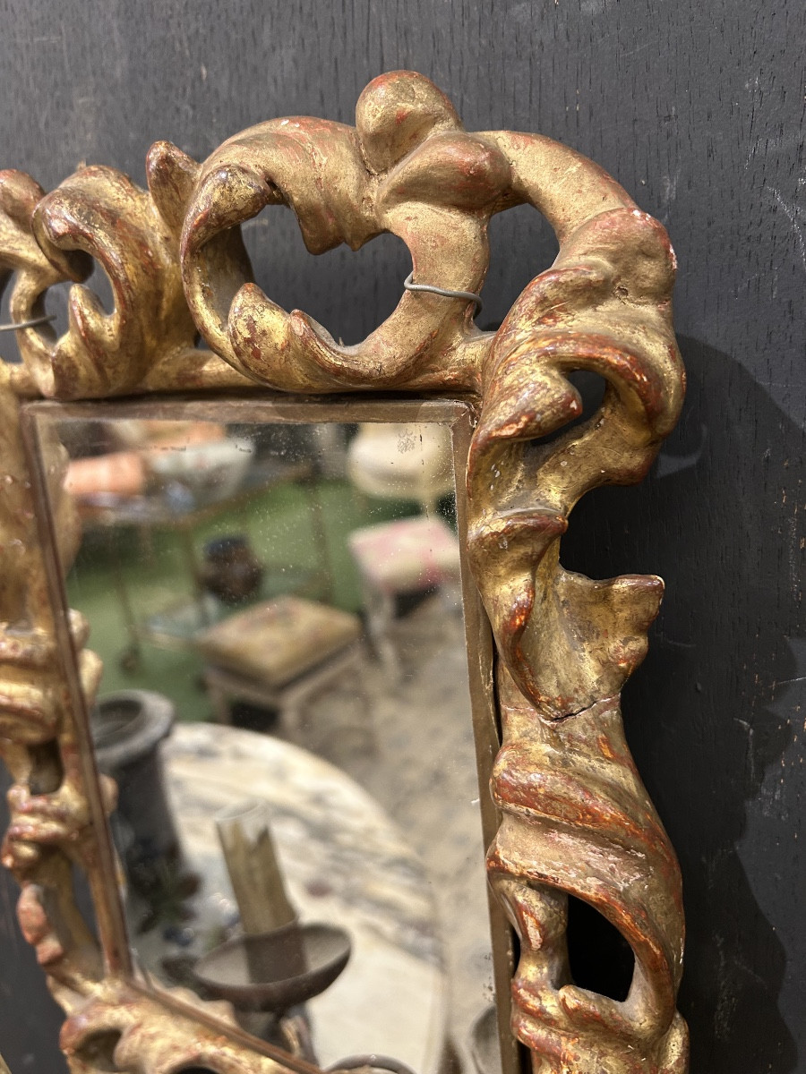Paire d’appliques en bois doré -photo-1