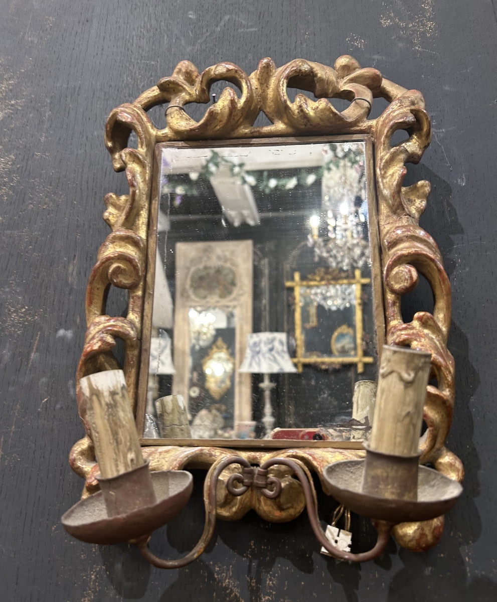 Paire d’appliques en bois doré -photo-3