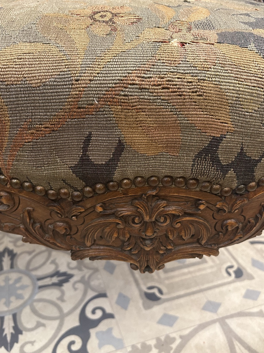 Pair Of Regency Style Armchairs Covered In Aubusson Tapestry-photo-2