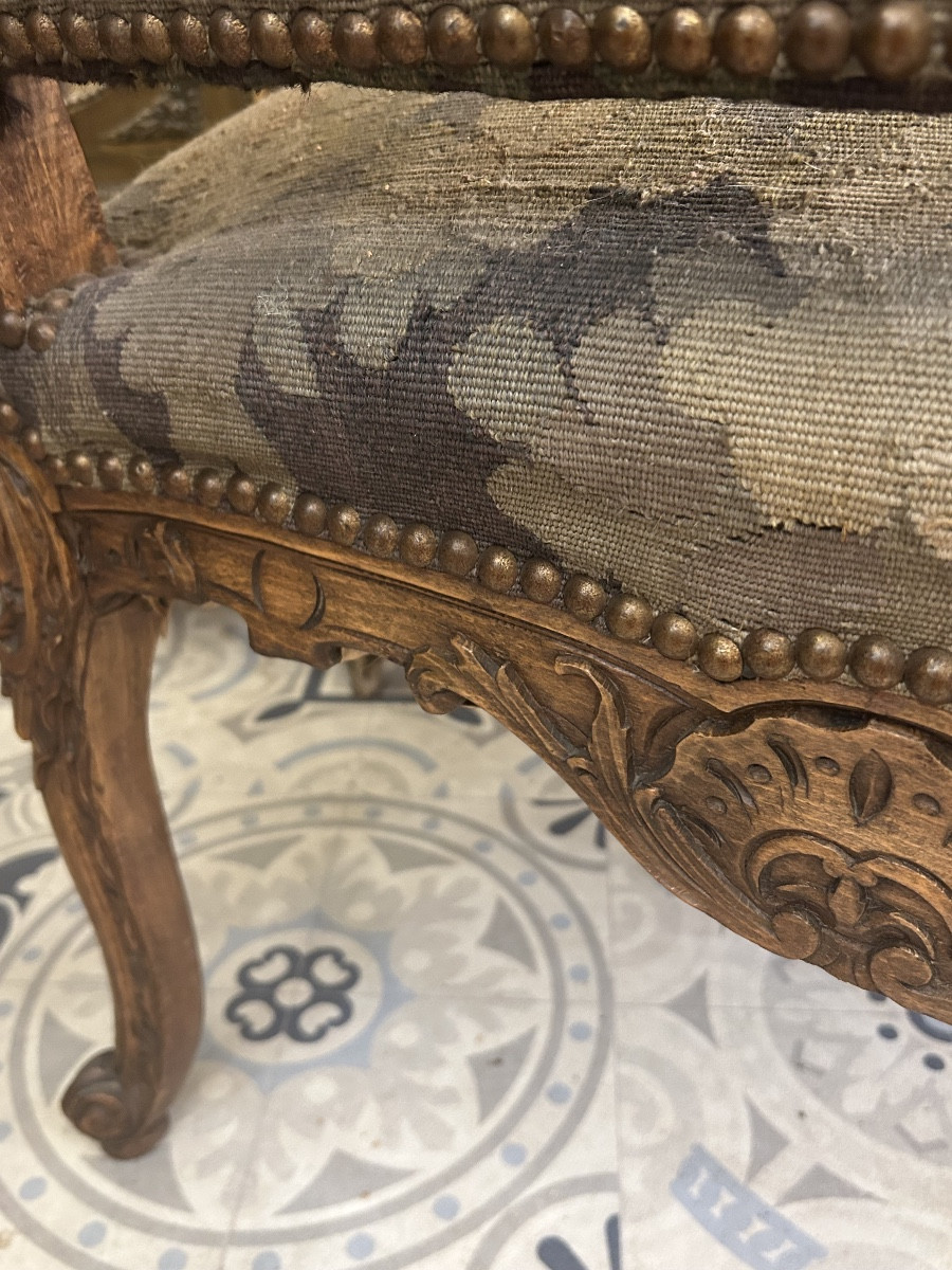 Pair Of Regency Style Armchairs Covered In Aubusson Tapestry-photo-3