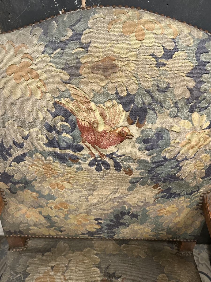 Pair Of Regency Style Armchairs Covered In Aubusson Tapestry-photo-6