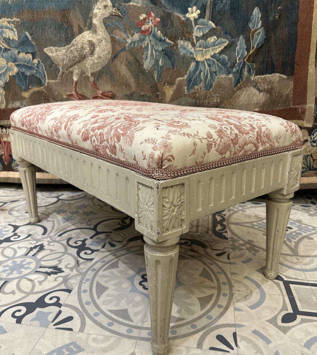 Grand tabouret de pied style Louis XVI -photo-3
