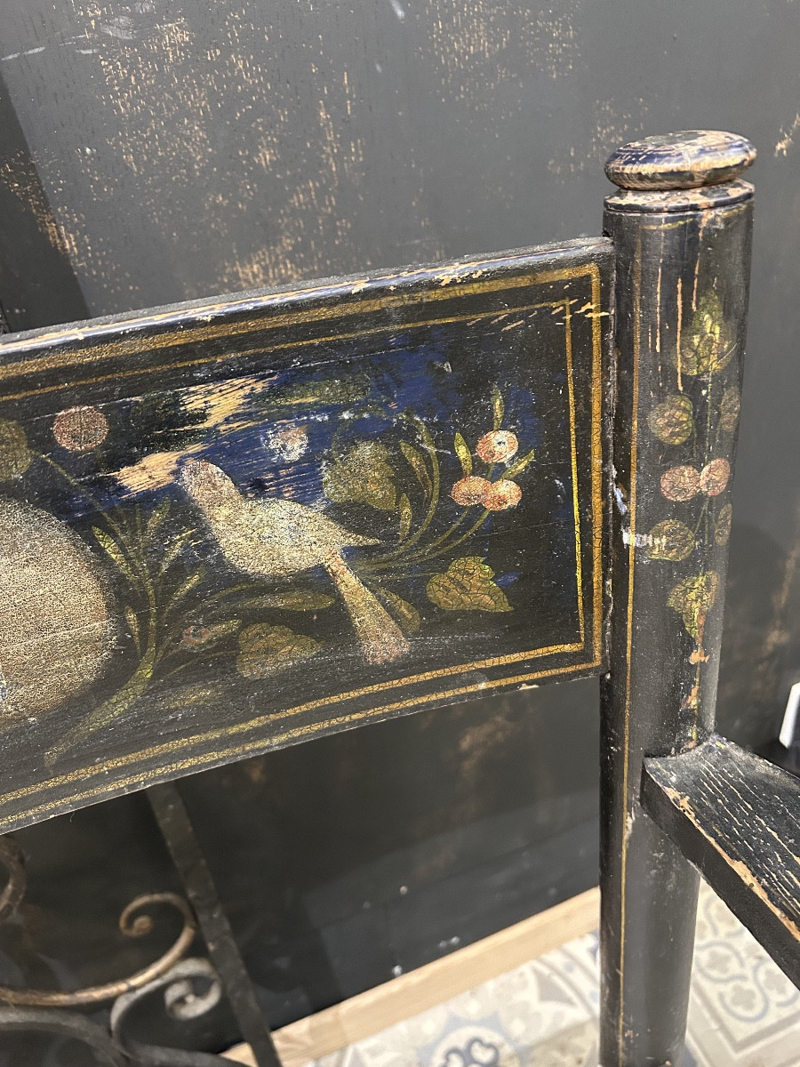 Wooden Armchair Painted With Birds -photo-2