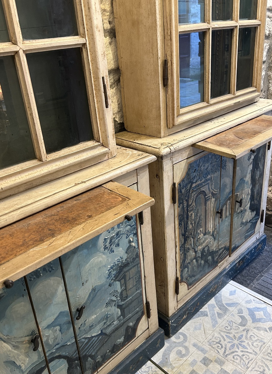 Paire de vitrines en bois peint XIX  éme siècle -photo-4