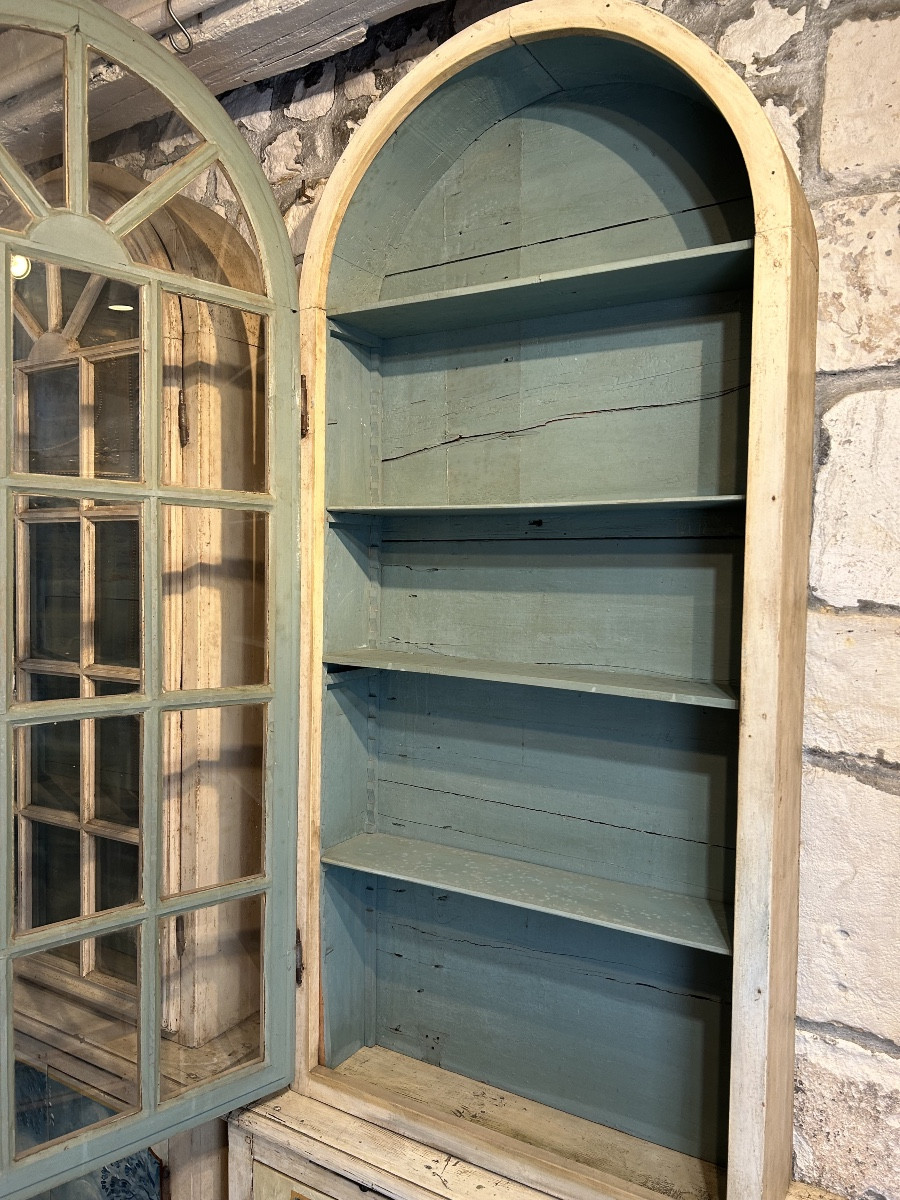Paire de vitrines en bois peint XIX  éme siècle -photo-1