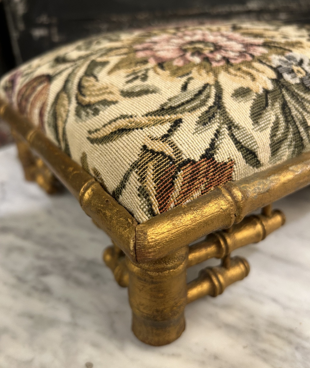 Pair Of Golden Bamboo Footstools -photo-1