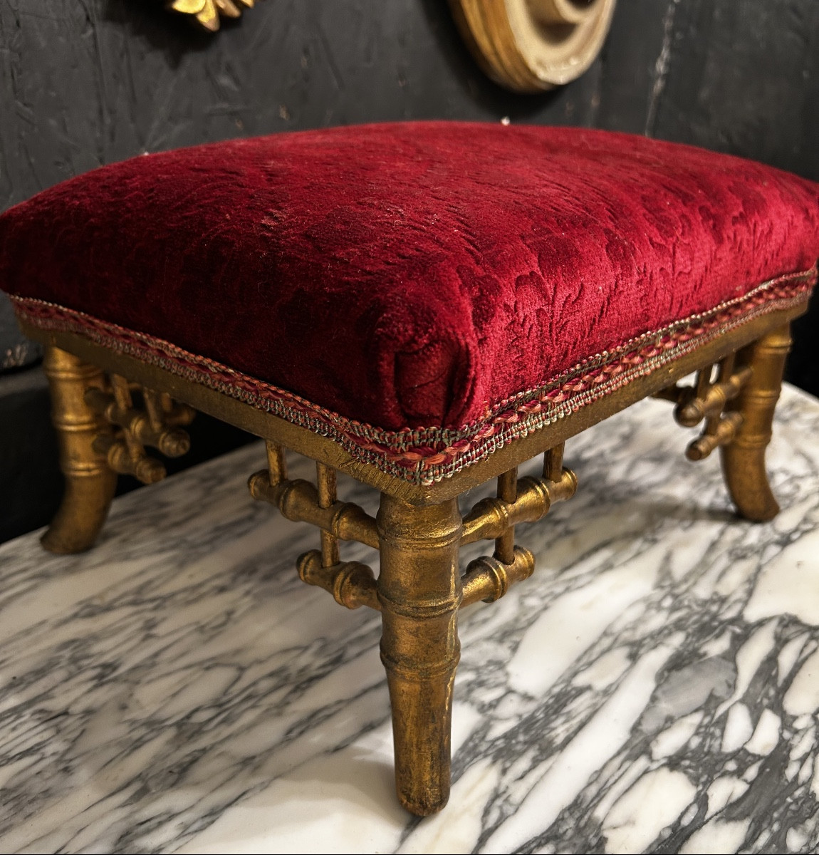 Tabouret de pied en bambou doré -photo-2