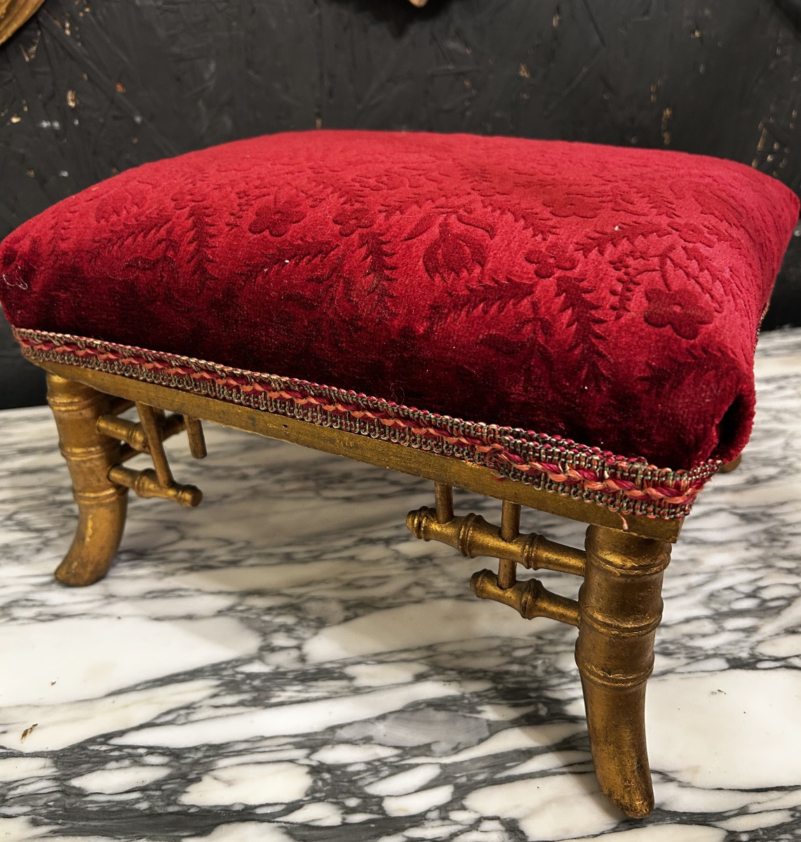 Tabouret de pied en bambou doré -photo-3