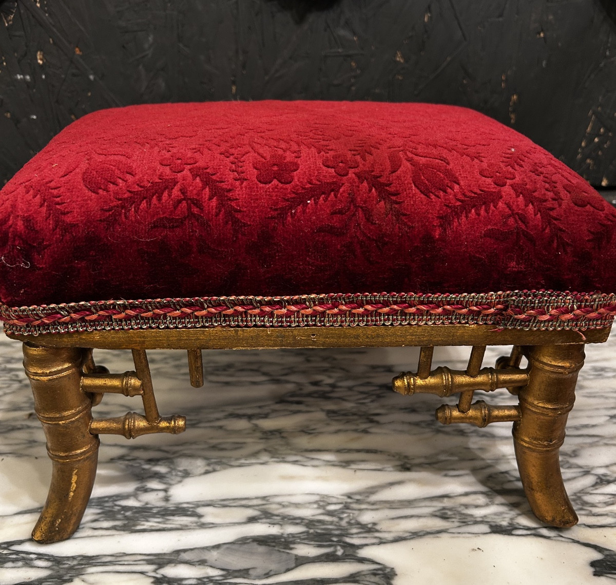 Tabouret de pied en bambou doré -photo-3