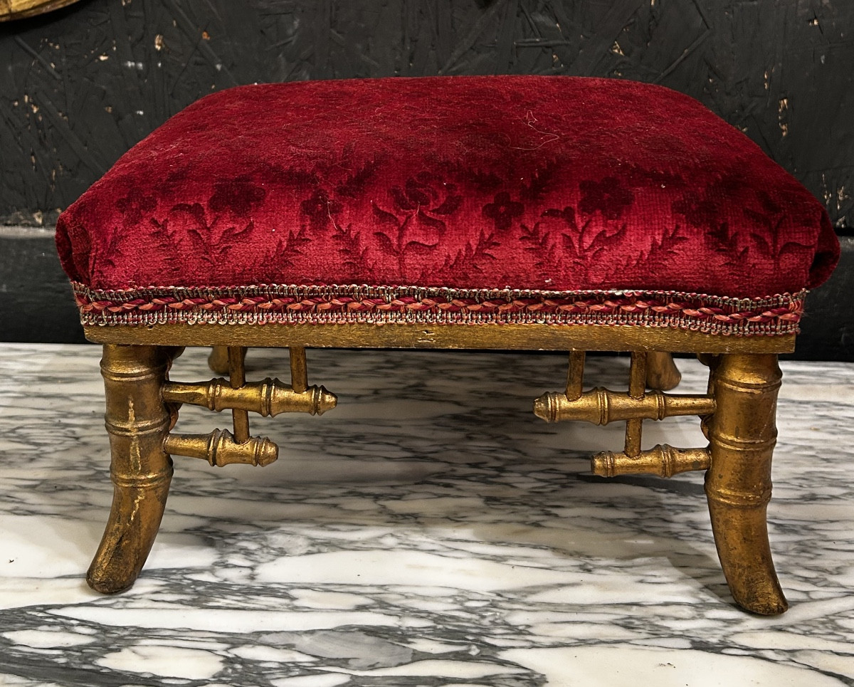 Tabouret de pied en bambou doré 