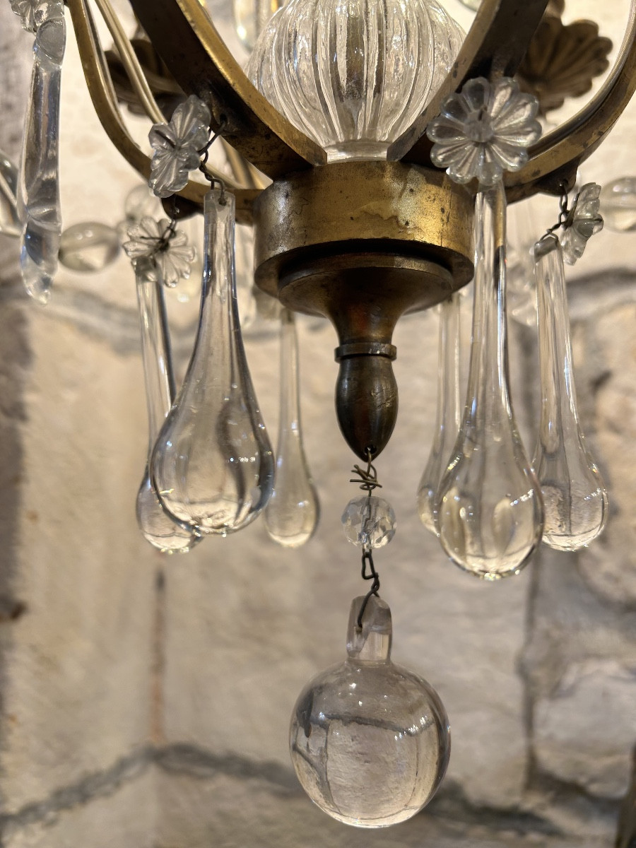 Lustre cage à pampilles en cristal -photo-3