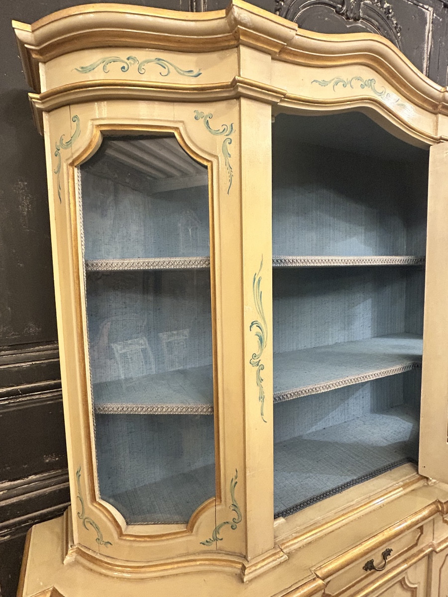 Buffet présentoir vitré de style italien en bois polychrome -photo-1