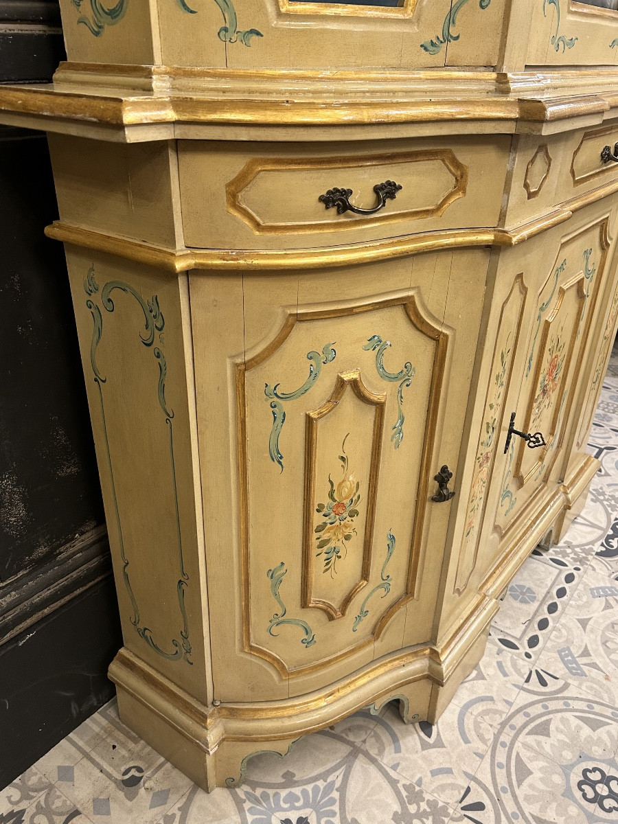 Buffet présentoir vitré de style italien en bois polychrome -photo-2