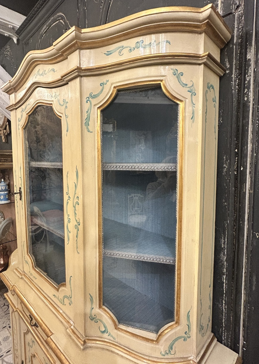 Buffet présentoir vitré de style italien en bois polychrome -photo-3