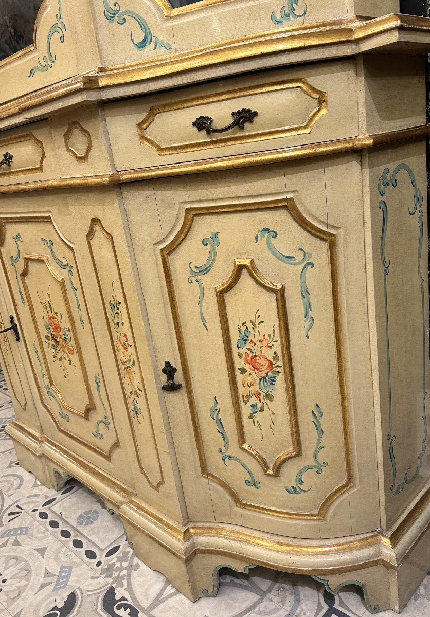 Buffet présentoir vitré de style italien en bois polychrome -photo-5