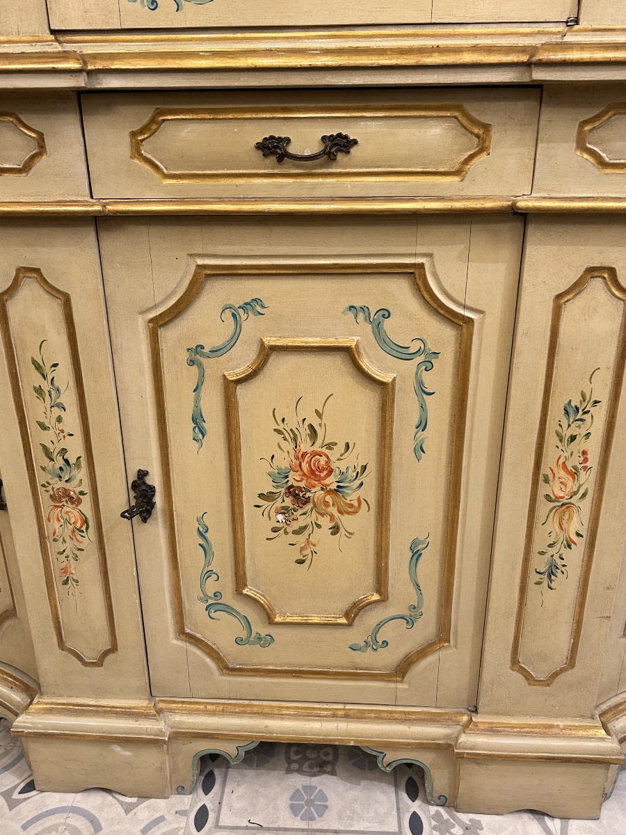 Buffet présentoir vitré de style italien en bois polychrome -photo-6