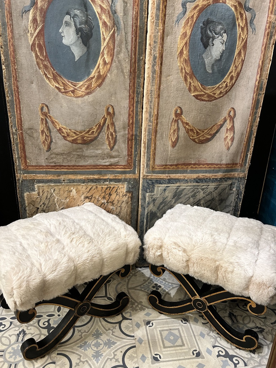 Pair Of Neoclassical Style X-shaped Stools -photo-3