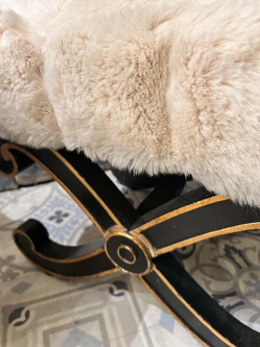 Pair Of Neoclassical Style X-shaped Stools -photo-1