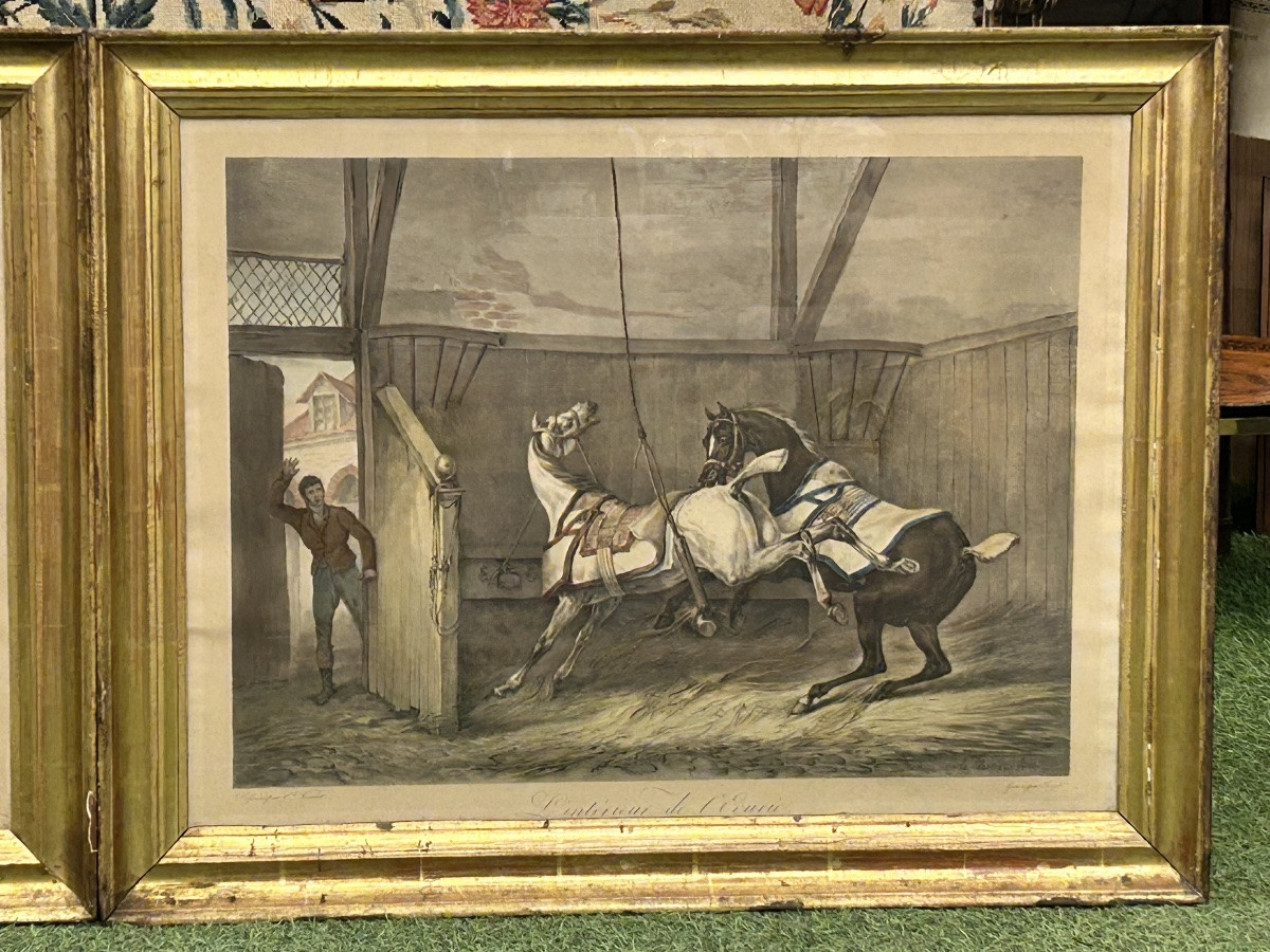 Pair Of Engravings On The Theme Of Horses, Signed Carle Vernet, 19th Century-photo-2