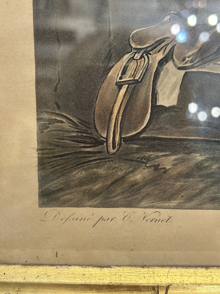Pair Of Engravings On The Theme Of Horses, Signed Carle Vernet, 19th Century-photo-1