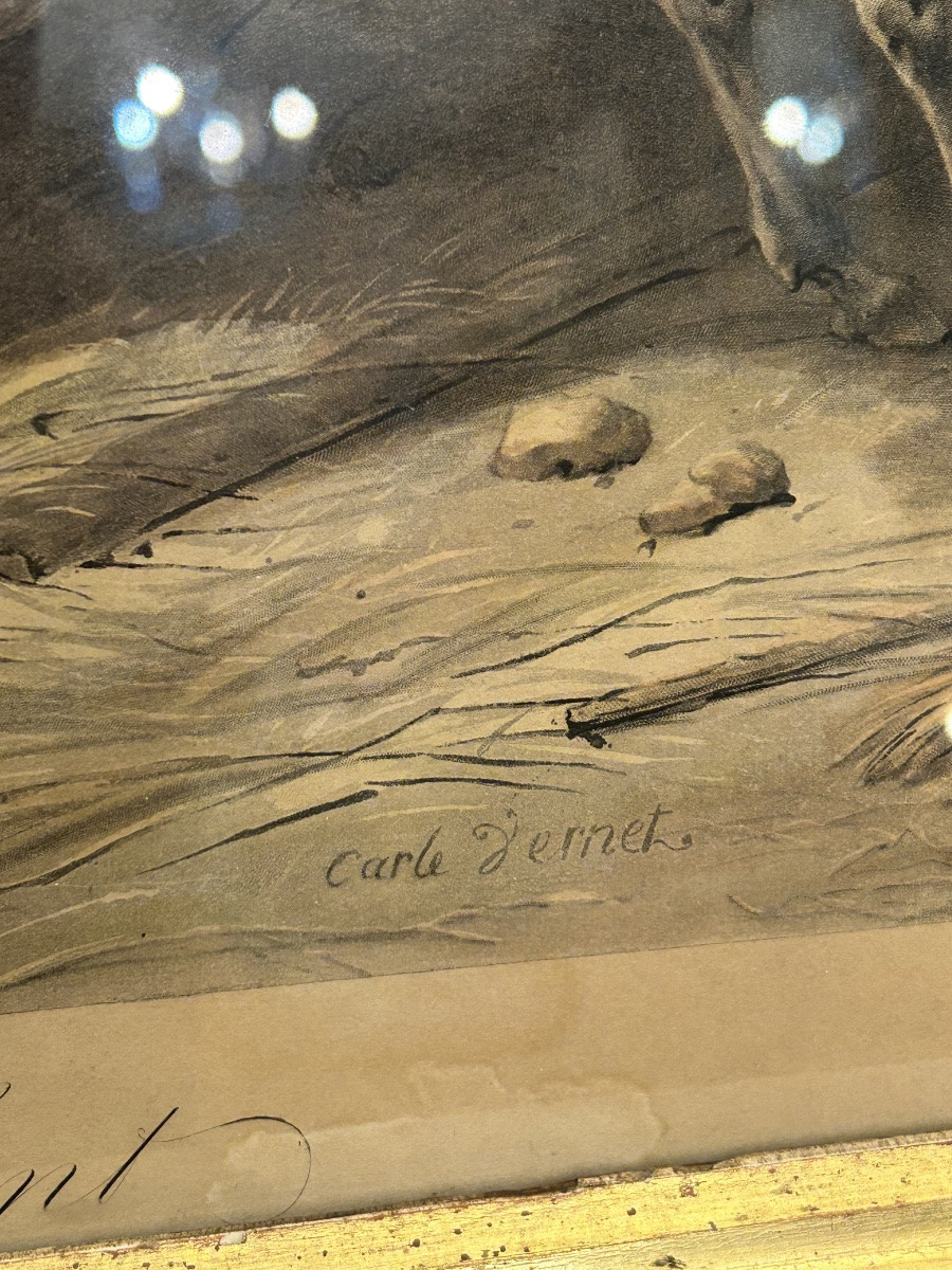 Pair Of Engravings On The Theme Of Horses, Signed Carle Vernet, 19th Century-photo-8